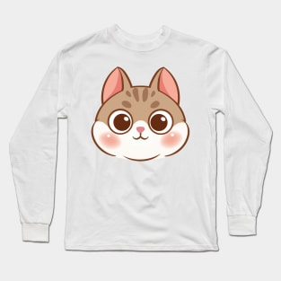 Cartoon cute cat face Long Sleeve T-Shirt